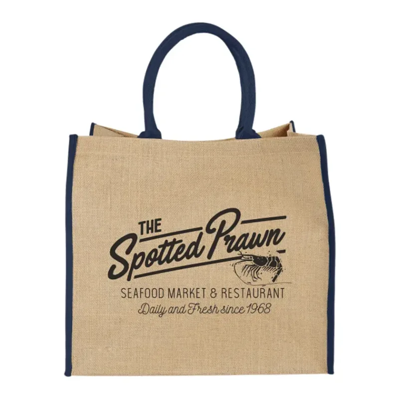 Custom Large Jute Tote with Logo — view 5