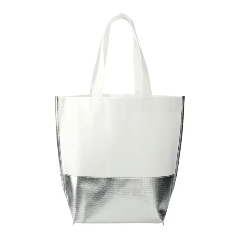 Branded Laminated Metallic Bottom Tote - Large — view 3
