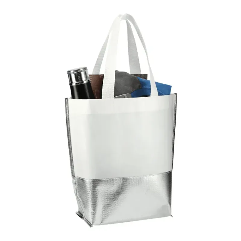 Branded Laminated Metallic Bottom Tote - Large — view 4