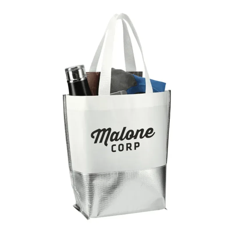 Branded Laminated Metallic Bottom Tote - Large — view 5