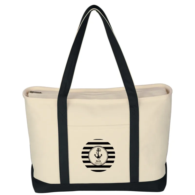 Large Heavy Cotton Canvas Boat Tote Bag — view 6
