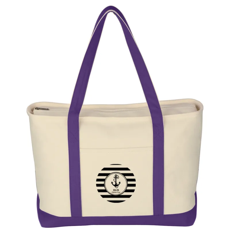 Large Heavy Cotton Canvas Boat Tote Bag — view 10