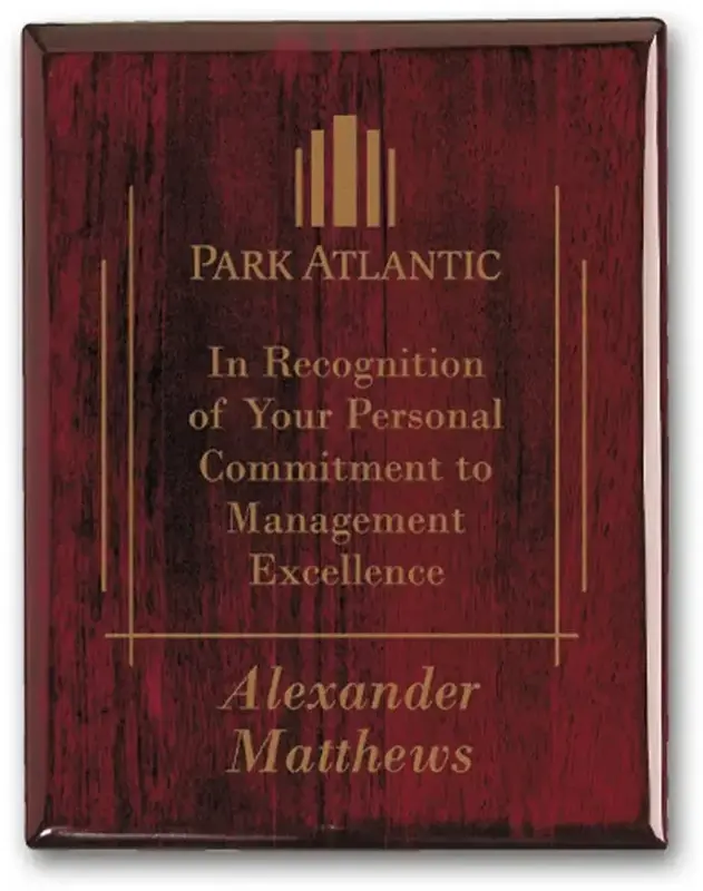 Custom Engraved Rosewood Plaque for Corporate Recognition