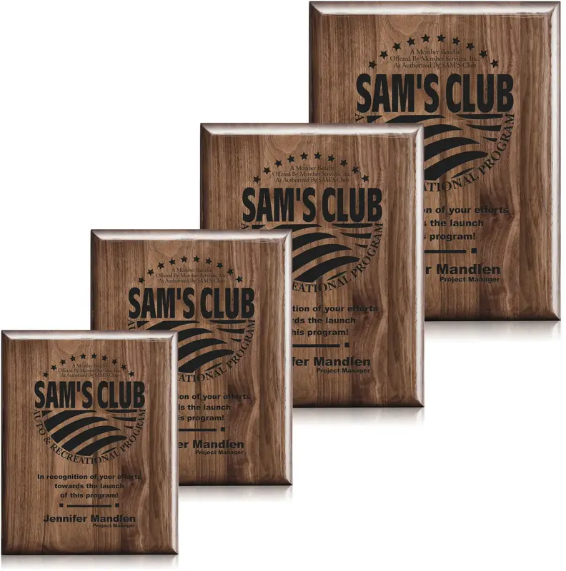 Walnut Laser Engraved Custom Plaque - Premium                                                                                Finish