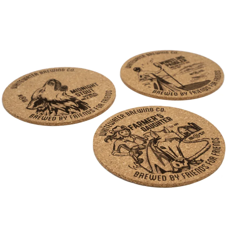 Laser Engraved Recycled 5mm Cork Coaster: 1 Side Imprint — view 3