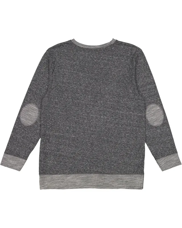 LAT Adult Harborside Melange French Terry Crewneck with Elbow Patches — view 11
