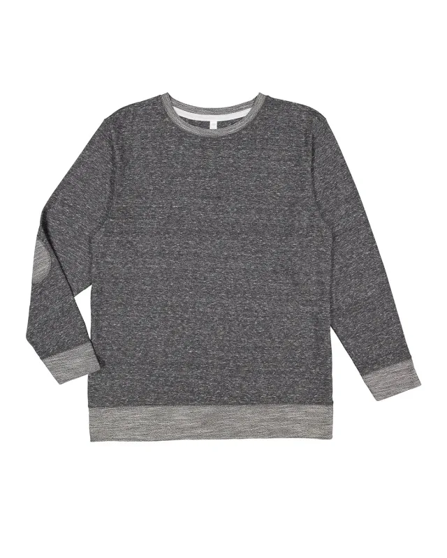 LAT Adult Harborside Melange French Terry Crewneck with Elbow Patches — view 12