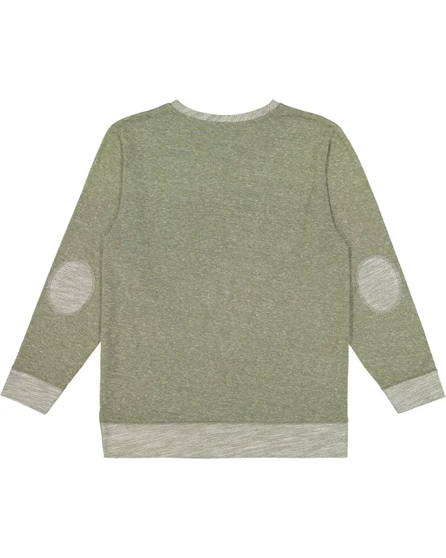 LAT Adult Harborside Melange French Terry Crewneck with Elbow Patches — view 13