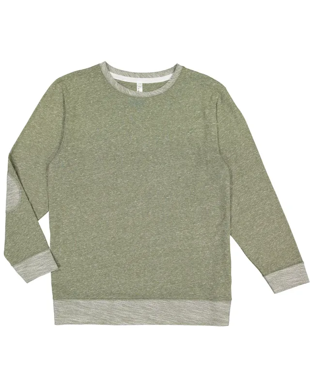 LAT Adult Harborside Melange French Terry Crewneck with Elbow Patches — view 14