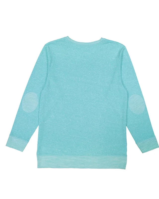 LAT Adult Harborside Melange French Terry Crewneck with Elbow Patches — view 15