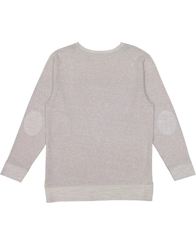 LAT Adult Harborside Melange French Terry Crewneck with Elbow Patches — view 17