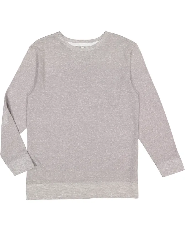 LAT Adult Harborside Melange French Terry Crewneck with Elbow Patches — view 18