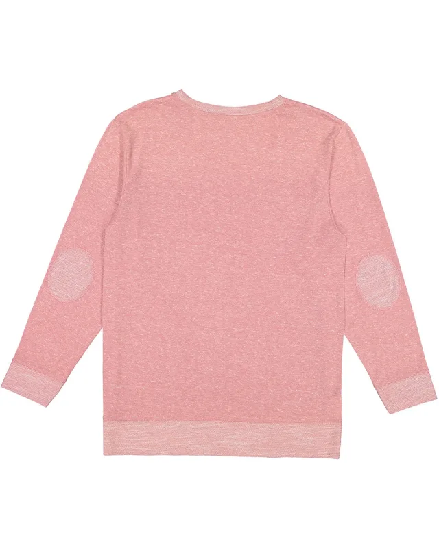 LAT Adult Harborside Melange French Terry Crewneck with Elbow Patches — view 19