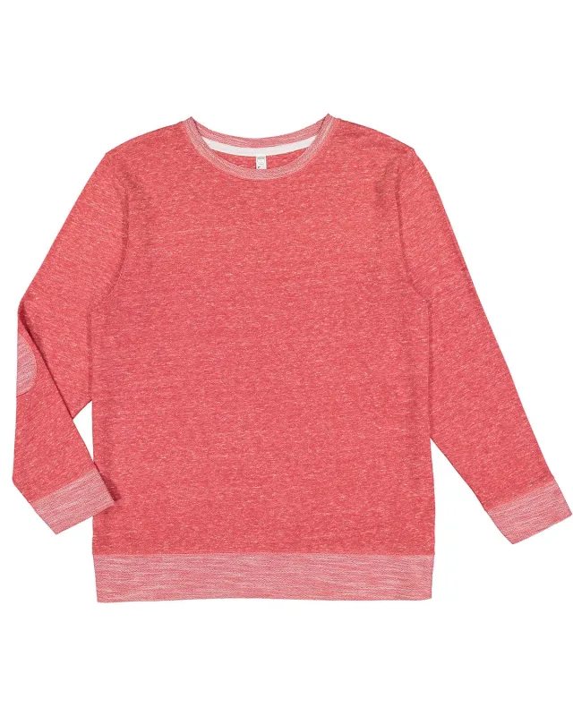 LAT Adult Harborside Melange French Terry Crewneck with Elbow Patches — view 2
