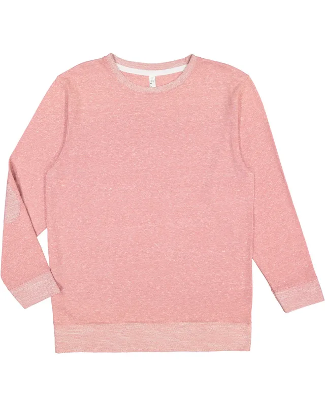 LAT Adult Harborside Melange French Terry Crewneck with Elbow Patches — view 20