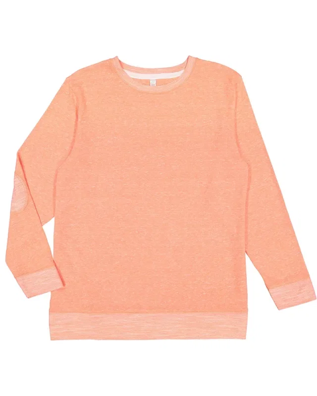 LAT Adult Harborside Melange French Terry Crewneck with Elbow Patches — view 4