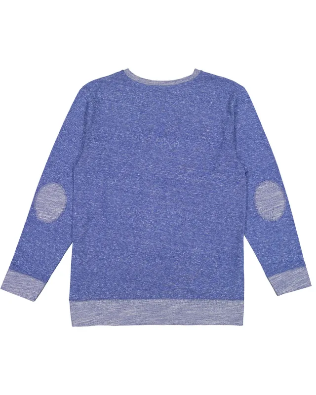 LAT Adult Harborside Melange French Terry Crewneck with Elbow Patches — view 5