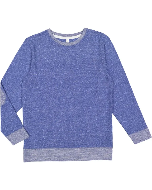 LAT Adult Harborside Melange French Terry Crewneck with Elbow Patches — view 6