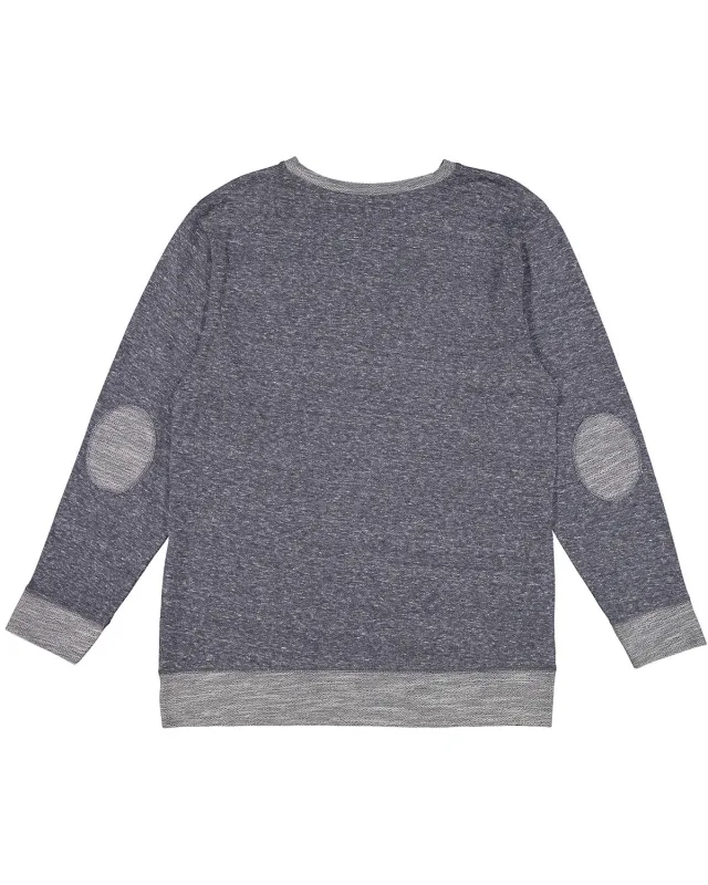 LAT Adult Harborside Melange French Terry Crewneck with Elbow Patches — view 7