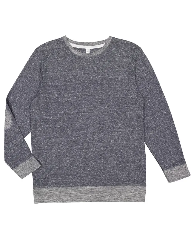 LAT Adult Harborside Melange French Terry Crewneck with Elbow Patches — view 8