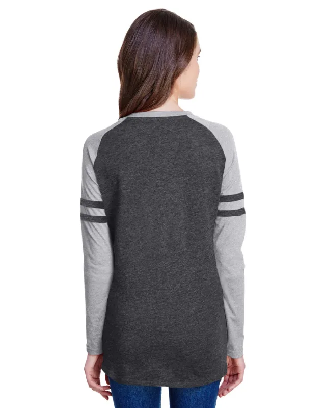 LAT Ladies' Gameday Mash-Up Long Sleeve Fine Jersey T-Shirt — view 10