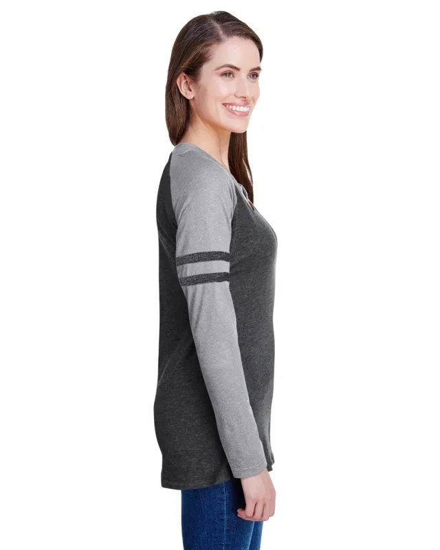 LAT Ladies' Gameday Mash-Up Long Sleeve Fine Jersey T-Shirt — view 12