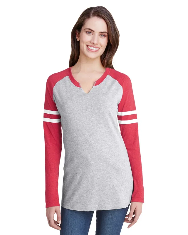 LAT Ladies' Gameday Mash-Up Long Sleeve Fine Jersey T-Shirt — view 2