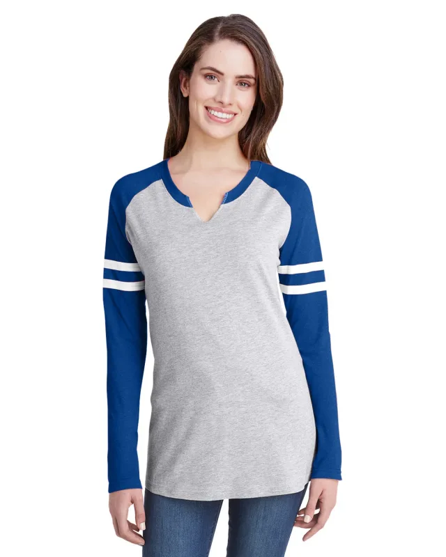 LAT Ladies' Gameday Mash-Up Long Sleeve Fine Jersey T-Shirt — view 5