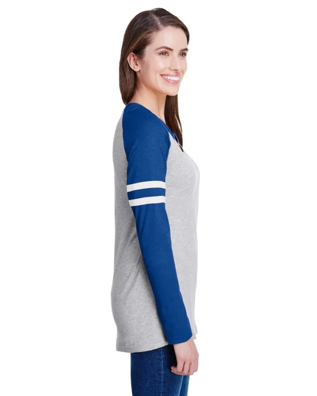 LAT Ladies' Gameday Mash-Up Long Sleeve Fine Jersey T-Shirt — view 6