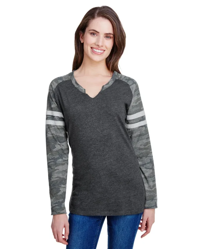 LAT Ladies' Gameday Mash-Up Long Sleeve Fine Jersey T-Shirt — view 8