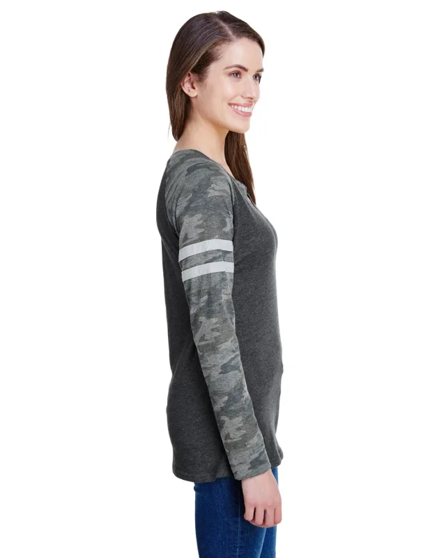 LAT Ladies' Gameday Mash-Up Long Sleeve Fine Jersey T-Shirt — view 9