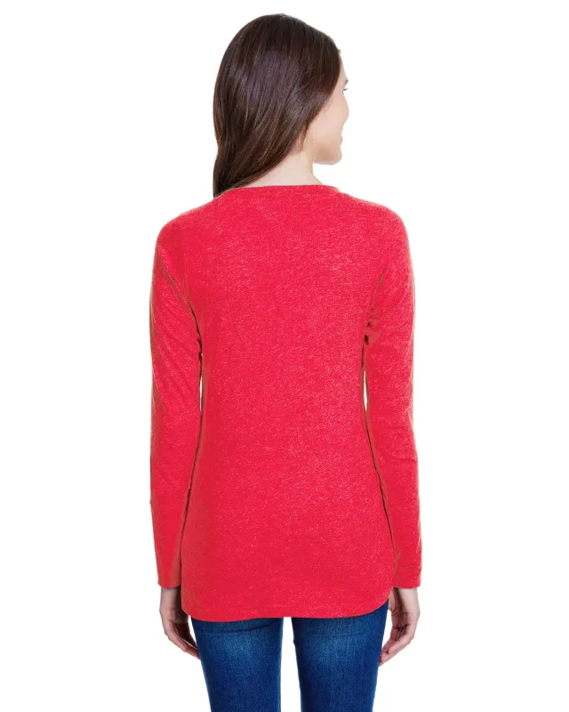 LAT Ladies' Long Sleeve Fine Jersey Lace-Up T-Shirt — view 11