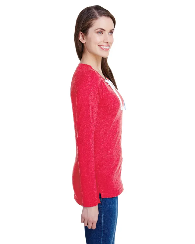 LAT Ladies' Long Sleeve Fine Jersey Lace-Up T-Shirt — view 13