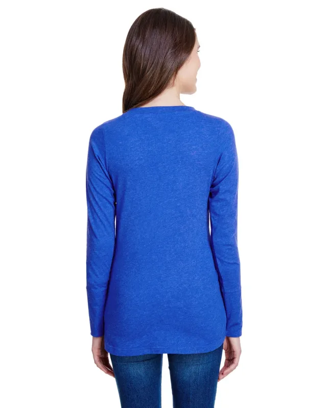 LAT Ladies' Long Sleeve Fine Jersey Lace-Up T-Shirt — view 14