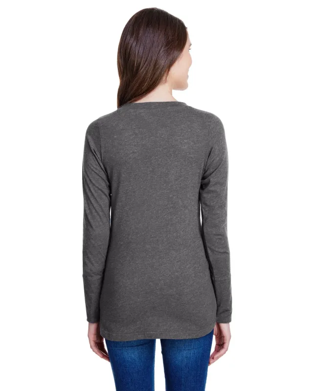 LAT Ladies' Long Sleeve Fine Jersey Lace-Up T-Shirt — view 17