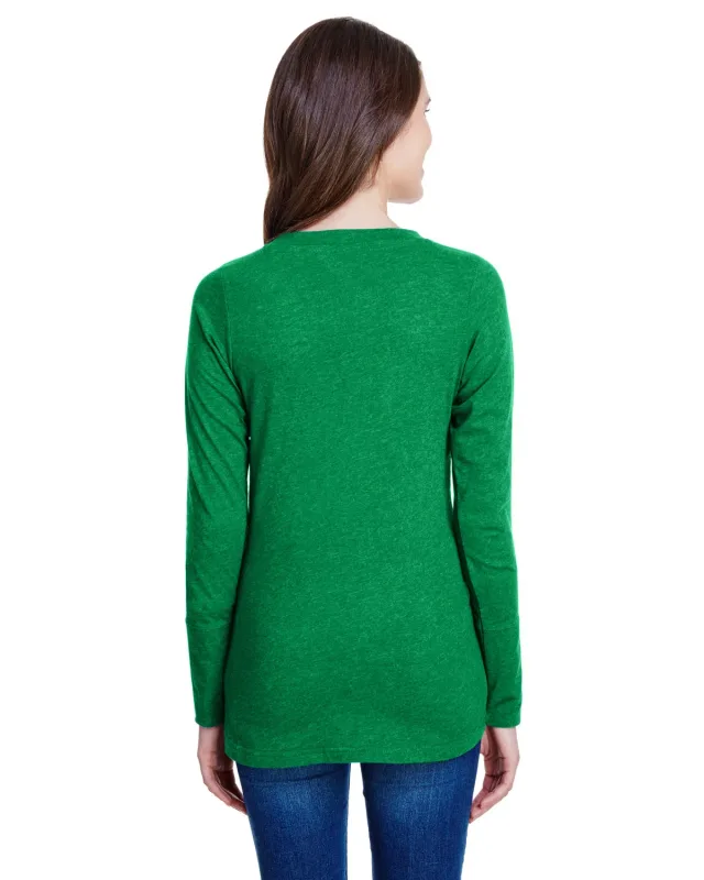 LAT Ladies' Long Sleeve Fine Jersey Lace-Up T-Shirt — view 20