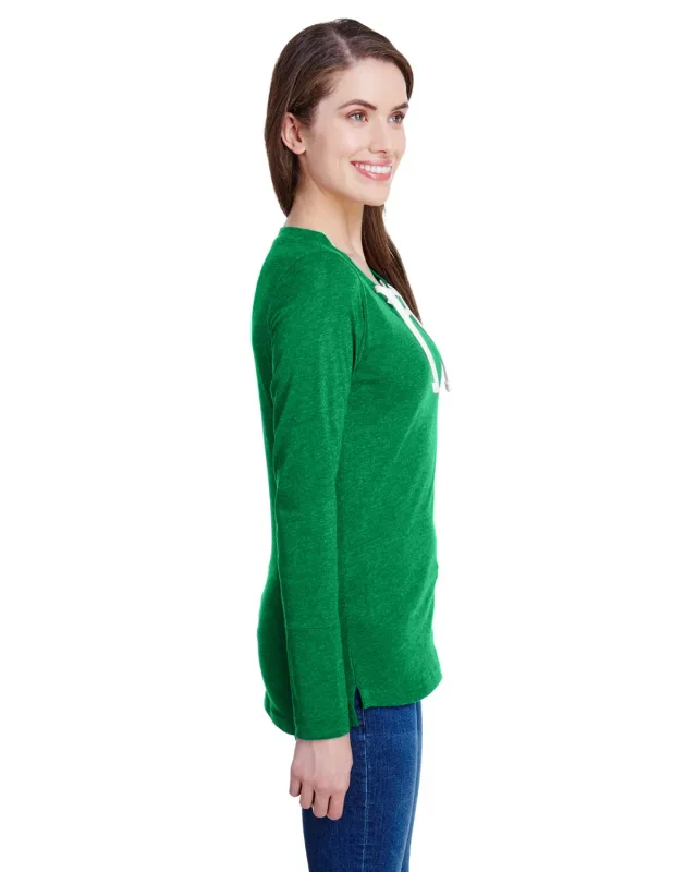 LAT Ladies' Long Sleeve Fine Jersey Lace-Up T-Shirt — view 22