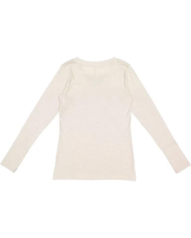 LAT Ladies' Long Sleeve Fine Jersey Lace-Up T-Shirt — view 4