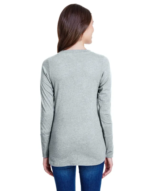 LAT Ladies' Long Sleeve Fine Jersey Lace-Up T-Shirt — view 6