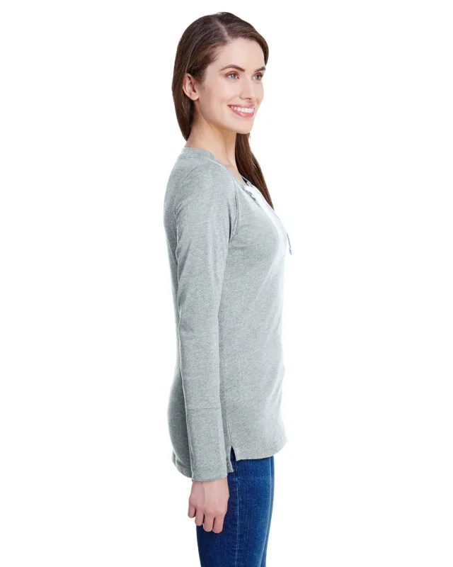 LAT Ladies' Long Sleeve Fine Jersey Lace-Up T-Shirt — view 8