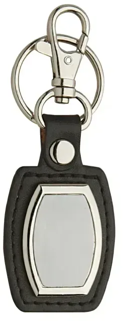 Custom Engraved Leather & Brushed Plate Keyring — view 2
