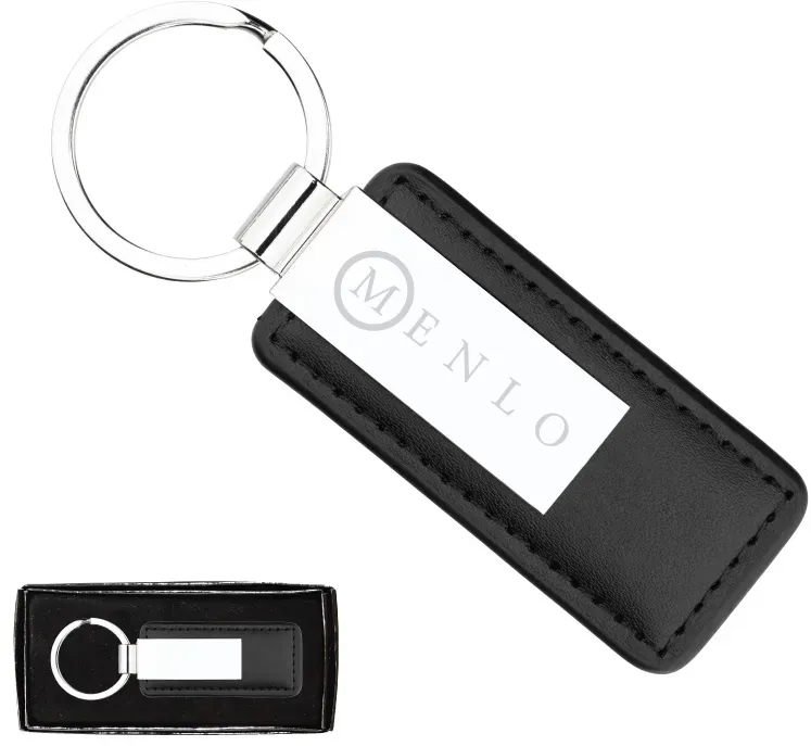 Personalized Leather Keyring with Silver Plate