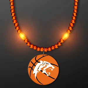 LED Bead Necklace with Basketball Medallion — view 2