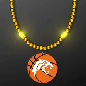 LED Bead Necklace with Basketball Medallion — view 3