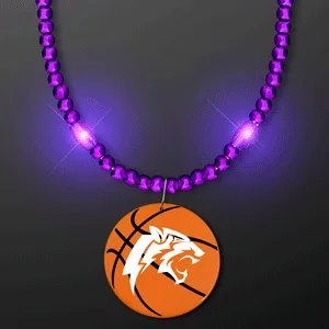 LED Bead Necklace with Basketball Medallion — view 4