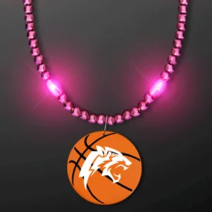 LED Bead Necklace with Basketball Medallion — view 5