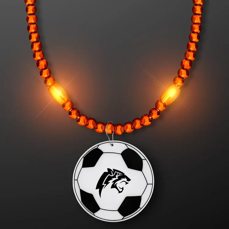 LED Bead Necklace with Soccer Ball Medallion — view 7