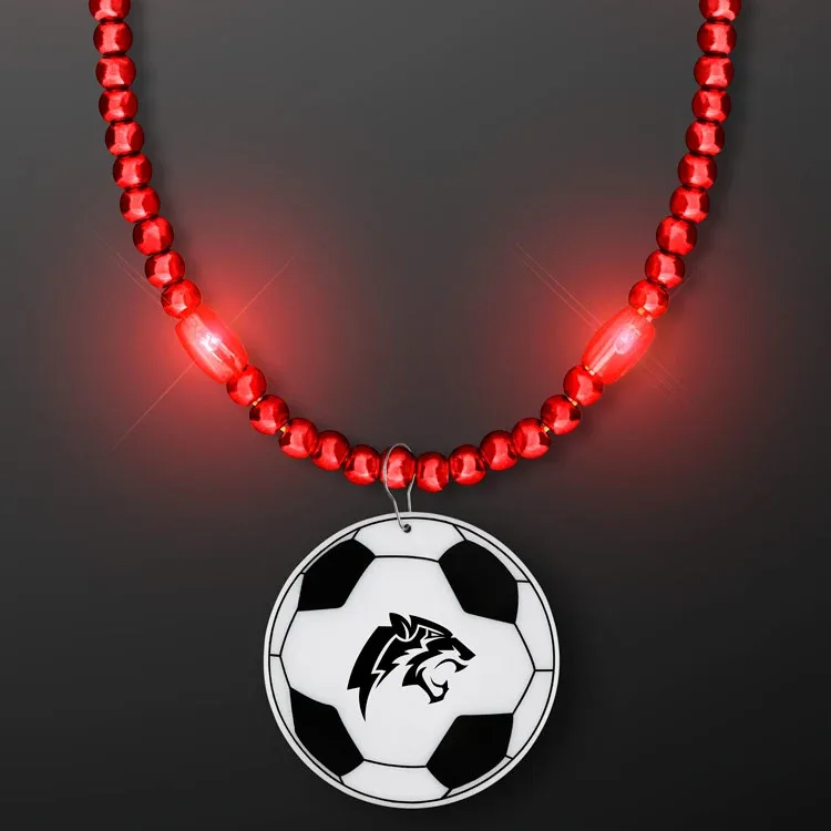 LED Bead Necklace with Soccer Ball Medallion — view 8