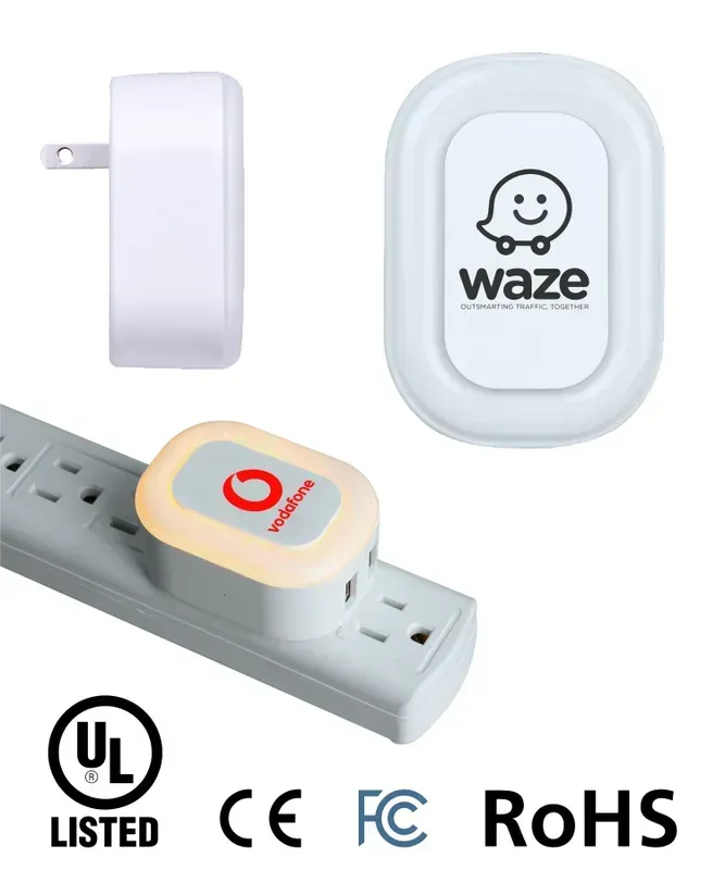 LED Night Light USB Wall Charger - Customizable Design