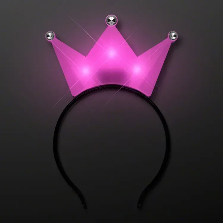 LED Pink Crown Tiara Headbands, Princess Party Favors — view 4